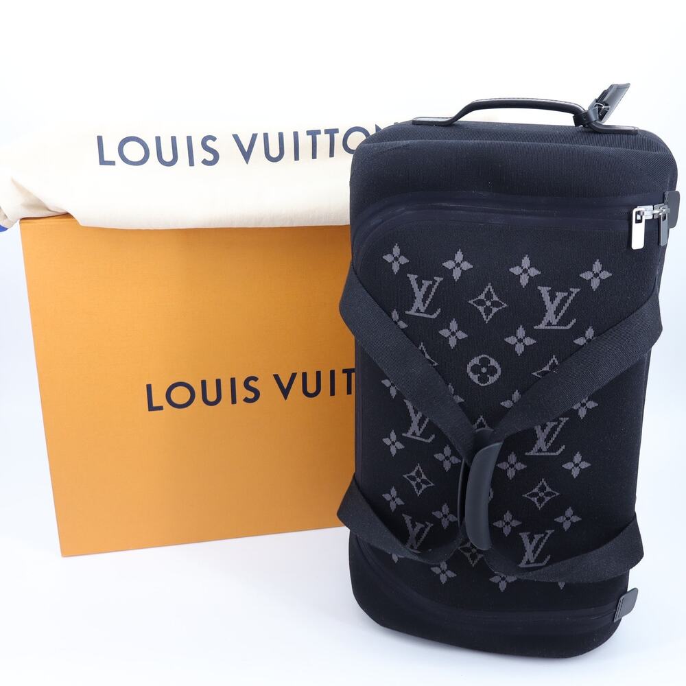 Louis Vuitton Horizon Soft Duffle 55 Black Jacquard Monogram Rolling Travel Bag